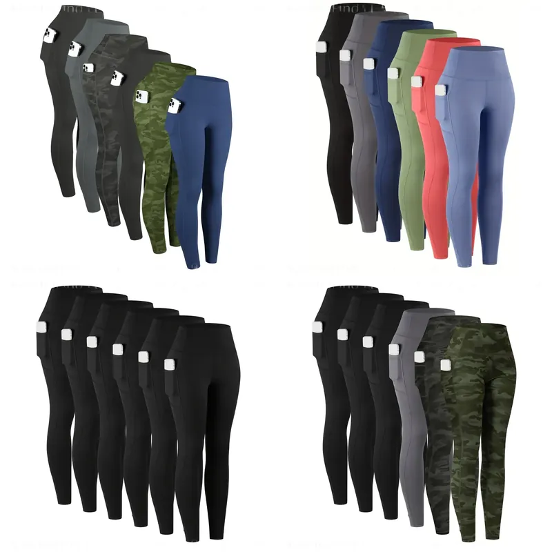 Yoga Daily Fitness - 6-teiliges Set Damen High-Waist Leggings mit