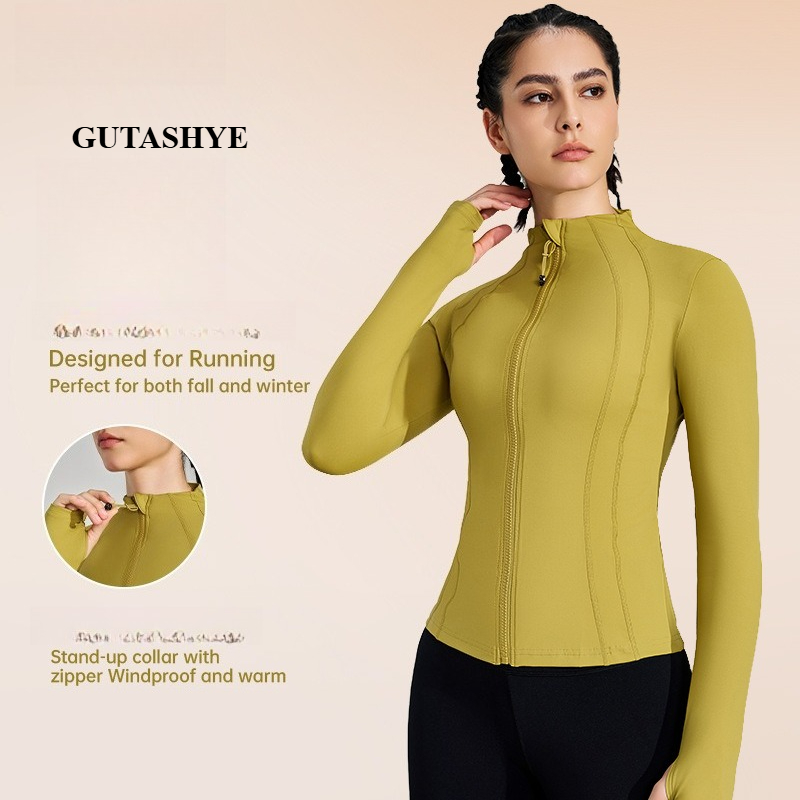 Yoga Daily Fitness - Damen Yoga-Jacke mit Reißverschluss, langärmlig, schmal